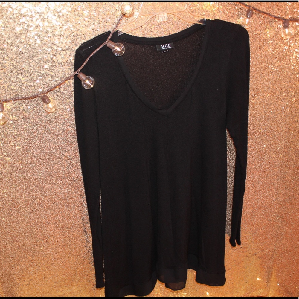 ANA Black Shirt w/Sheer Bottom Ruffle